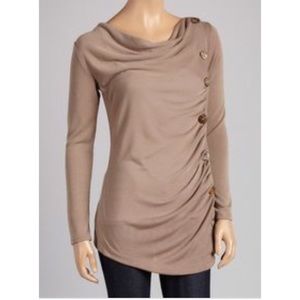 NWT J Mode Khaki Side Button Boat Neck Top